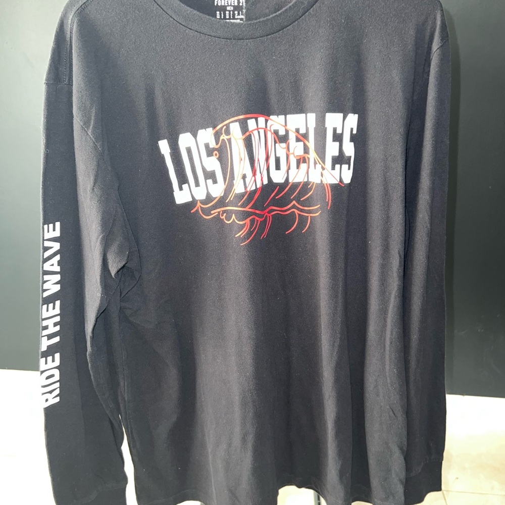 Forever 21 Black Graphic Long Sleeve Tee